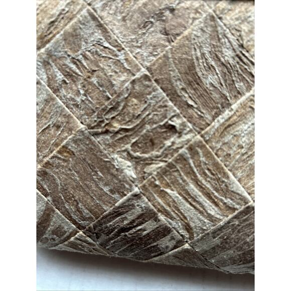 Vintage Metal Framed Clutch Brushed Earth Tone Material Yellow Velvet Lined 1950 - Picture 2 of 9